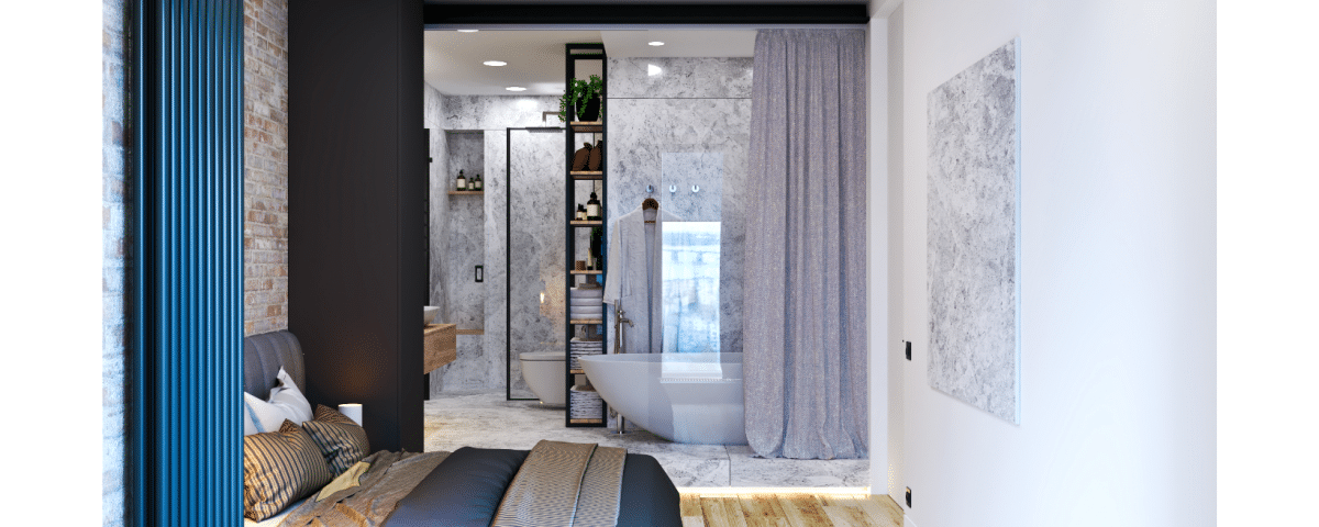 salle de bain ouverte sur chambre