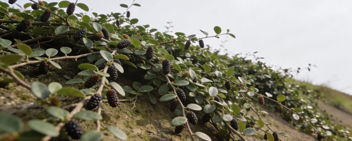 Buisson de murier chinois rampant couvrant un talus