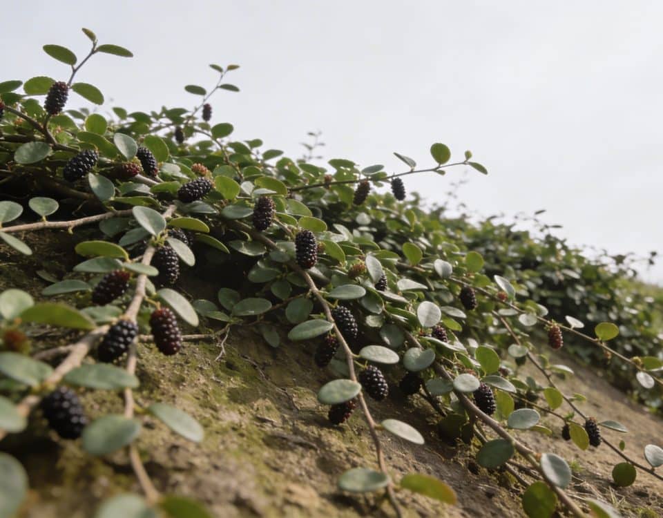 Buisson de murier chinois rampant couvrant un talus