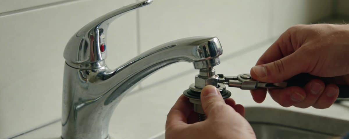 Personne installe un col de cygne inox brillant