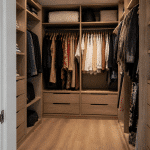 Dressing en forme de U avec penderies et etageres integrees